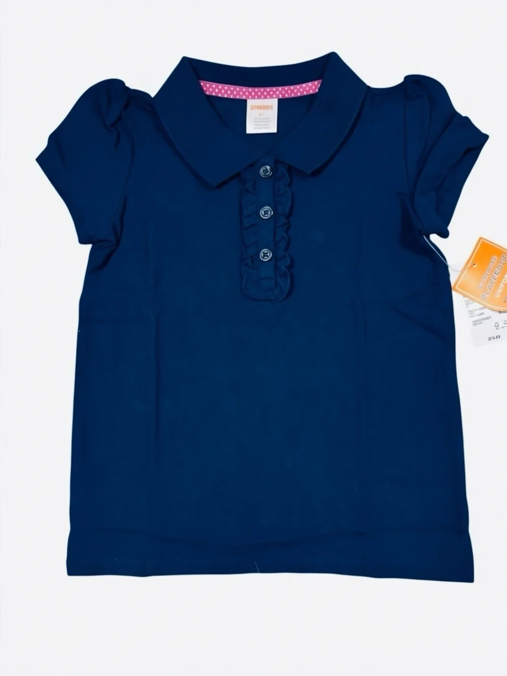 NWT New $75 Gymboree Short Sleeve Ruffle Navy Polo 3-Pack Shirts Size 4T